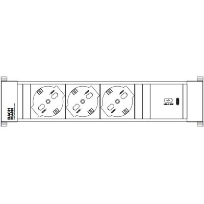 Bachmann, Steckdosenleiste, Power Frame M 3xP40 916.5381xUSB C 30W 0.2m GST18 (3x, Typ 13, USB-C) Bachmann, Steckdosenleiste, Power Frame M 3xP40 916.5381xUSB C 30W 0.2m GST18 (3x, Typ 13, USB-C)