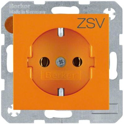 Berker, Steckdose, Steckdose SCHUKO mit Aufdruck S.1/B.3/B.7 orange, glänzend Berker, Steckdose, Steckdose SCHUKO mit Aufdruck S.1/B.3/B.7 orange, glänzend
