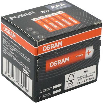 Osram Batterie Power X-treme AAA Mignon LR03,20er Box (20 Stk., AAA), Batterien + Akkus Osram Batterie Power X-treme AAA Mignon LR03,20er Box (20 Stk., AAA), Batterien + Akkus