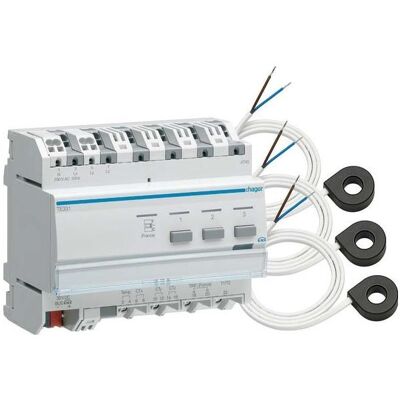 Hager, Energiemessgerät, Messwertgeber KNX TE332 f.3Stromkreise m.3Wandlern Hager, Energiemessgerät, Messwertgeber KNX TE332 f.3Stromkreise m.3Wandlern