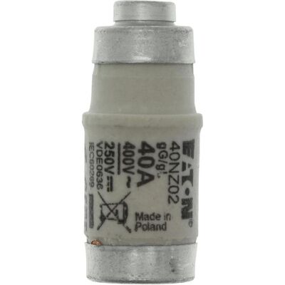 Eaton, Sicherung, Sicherungseinsatz, Niederspannung, 40 A, AC 400 V, 50 kA, D02, gL/gG, IEC, träge 40NZ02 (40 A) Eaton, Sicherung, Sicherungseinsatz, Niederspannung, 40 A, AC 400 V, 50 kA, D02, gL/gG, IEC, träge 40NZ02 (40 A)