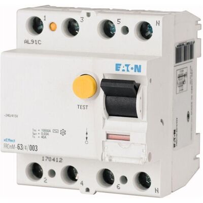 Eaton FRCMM-40/4/003-A-NA - Fehlerstromschutzschalter - 40A, 4-polig, 30mA - DIN-Schiene Eaton FRCMM-40/4/003-A-NA - Fehlerstromschutzschalter - 40A, 4-polig, 30mA - DIN-Schiene