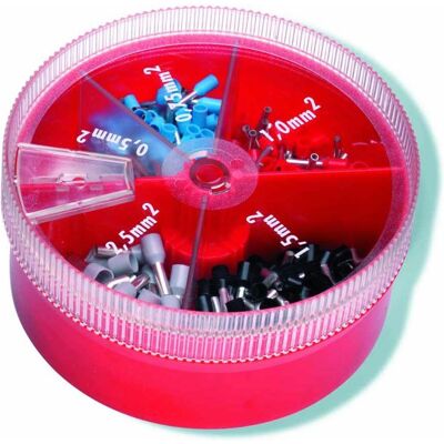 Cimco, Kabelverbindung, Aderendhülsen-Sortiment, 0,5-0,75-1-1,5-2,5qmm, weiss-blau-rot-schwarz-grau, 8 mm Cimco, Kabelverbindung, Aderendhülsen-Sortiment, 0,5-0,75-1-1,5-2,5qmm, weiss-blau-rot-schwarz-grau, 8 mm