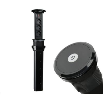 TecLines, Steckdosenleiste, TVS007B versenkbare 3-fach Steckdosenleiste mit USB-Charger A/A, schwarz (3x) TecLines, Steckdosenleiste, TVS007B versenkbare 3-fach Steckdosenleiste mit USB-Charger A/A, schwarz (3x)