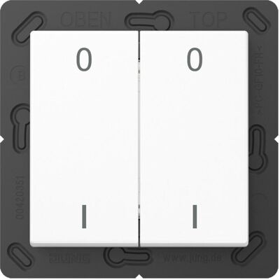 JUNG, Lichtschalter + Storenschalter, Wandsender 300m Funk AS/A 2kan aws glz ENOA595-01WW JUNG, Lichtschalter + Storenschalter, Wandsender 300m Funk AS/A 2kan aws glz ENOA595-01WW