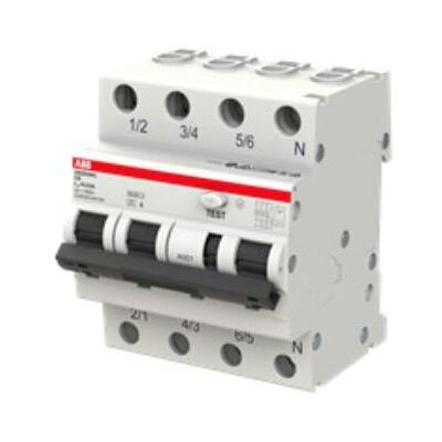 ABB, Schutzschalter, DS203NCA-C25/0,03 FI/LS-Schalter DS203NCA-C25/0,03 6kA, 3P+N, Typ A, C 25, 3 ABB, Schutzschalter, DS203NCA-C25/0,03 FI/LS-Schalter DS203NCA-C25/0,03 6kA, 3P+N, Typ A, C 25, 3