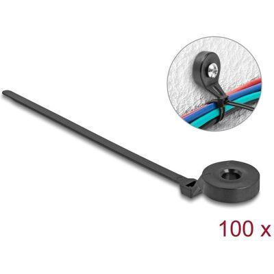 Delock, Kabelbinder, Kabelbinder mit Befestigungsöse L 180 x B 6 mm schwar (180 mm, 100 Stk.) Delock, Kabelbinder, Kabelbinder mit Befestigungsöse L 180 x B 6 mm schwar (180 mm, 100 Stk.)