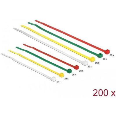 Delock, Kabelbinder, Kabelbinder farbig 200 Stk L100 x B2.5 mm + L200 x B3.6 mm,18628 (Kunststoffkabelbinder, 100 mm, 200 Stk.) Delock, Kabelbinder, Kabelbinder farbig 200 Stk L100 x B2.5 mm + L200 x B3.6 mm,18628 (Kunststoffkabelbinder, 100 mm, 200 Stk.)