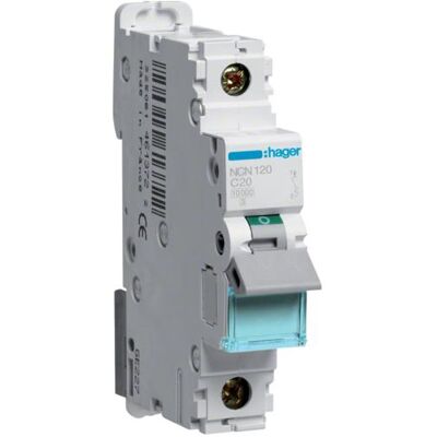 Hager NCN120 - 20A C-Typ Leitungsschutzschalter - 1 Pol Hager NCN120 - 20A C-Typ Leitungsschutzschalter - 1 Pol