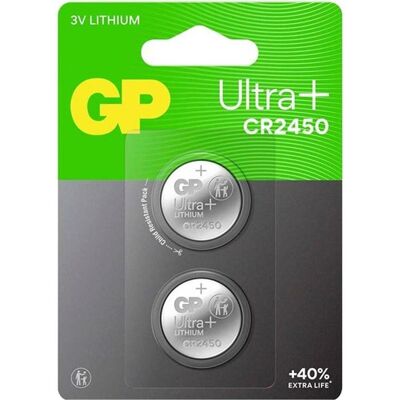 GP Batteries GP Ultra Plus Lithium Cell Battery CR2450, 3V (2-pack) (2 Stk., CR2450, 540 mAh), Batterien + Akkus GP Batteries GP Ultra Plus Lithium Cell Battery CR2450, 3V (2-pack) (2 Stk., CR2450, 540 mAh), Batterien + Akkus