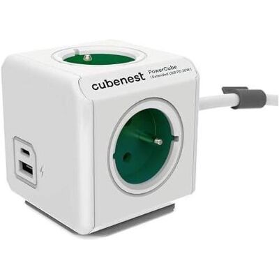 NoName, Steckdosenleiste, Cubenest PowerCube Extended USB A+C PD,, White-Green, (3 rozbo??ka, 1x USB, 1x USB-C) (4x, USB-A, USB-C, 1.50 m) NoName, Steckdosenleiste, Cubenest PowerCube Extended USB A+C PD,, White-Green, (3 rozbo??ka, 1x USB, 1x USB-C) (4x, USB-A, USB-C, 1.50 m)