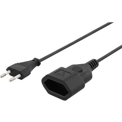 Deltaco Verlängerungskabel, ungrounded power cable CEE 7/16 to IEC 60906-1 1m black (1 m) Deltaco Verlängerungskabel, ungrounded power cable CEE 7/16 to IEC 60906-1 1m black (1 m)