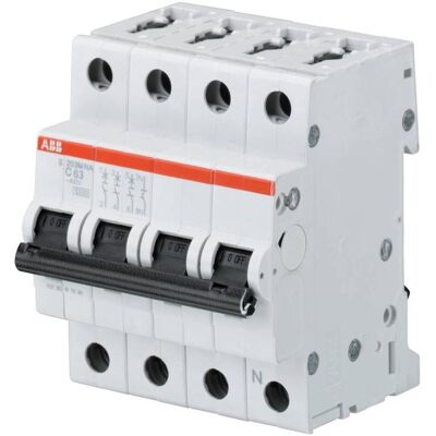 ABB, Schutzschalter, S203M-C63NA Sicherungsautomat C-Char.,10kA,63A,3P,+N A ABB, Schutzschalter, S203M-C63NA Sicherungsautomat C-Char.,10kA,63A,3P,+N A