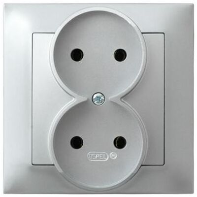 Ospel, Steckdose, Doppelte Impresja-Steckdose, silber (GP-2Y Ospel, Steckdose, Doppelte Impresja-Steckdose, silber (GP-2Y