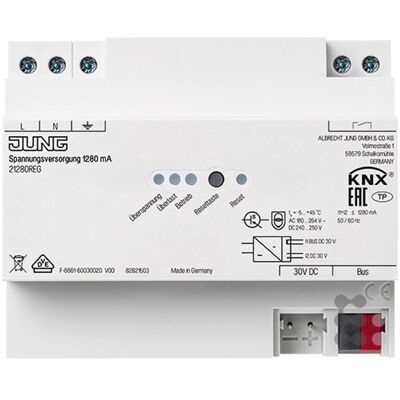 JUNG 21280 REG - Spannungsversorgung 1280mA, DIN-Front JUNG 21280 REG - Spannungsversorgung 1280mA, DIN-Front