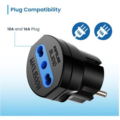 Ewent, Reiseadapter, Netzadapter (1-polig) mit Schuko-Stecker, 16 A Ewent, Reiseadapter, Netzadapter (1-polig) mit Schuko-Stecker, 16 A