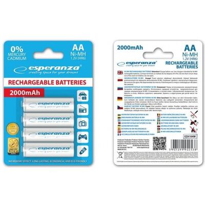 Esperanza EZA104W Haushaltsbatterie Wiederaufladbarer Akku Nickel-Metallhydrid (NiMH) (4 Stk., AA, 2000 mAh), Batterien + Akkus Esperanza EZA104W Haushaltsbatterie Wiederaufladbarer Akku Nickel-Metallhydrid (NiMH) (4 Stk., AA, 2000 mAh), Batterien + Akkus