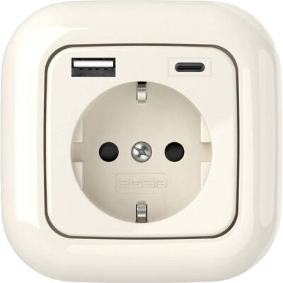 ICP InCharge PRO 2USB - Schutzkontakt-Steckdose mit USB, Cremeweiß ICP InCharge PRO 2USB - Schutzkontakt-Steckdose mit USB, Cremeweiß