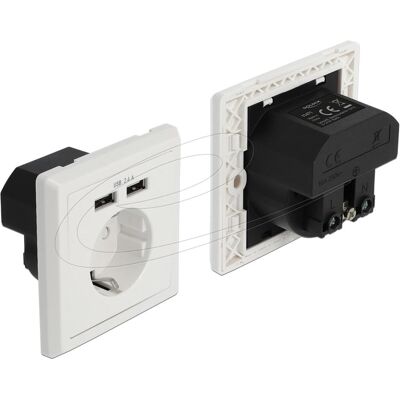 Delock, Steckdose, 11471 - CEE 7/3 + USB - CEE 7/4 - Weiss - Kunststoff - 250 V - 0,2 A Delock, Steckdose, 11471 - CEE 7/3 + USB - CEE 7/4 - Weiss - Kunststoff - 250 V - 0,2 A