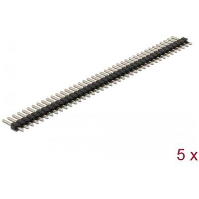 Delock Stiftleiste 40 Pin, Rastermass 2,54 mm, 1-reihig, gerade, 5 Stück, Elektronikkabel + Stecker, Schwarz Delock Stiftleiste 40 Pin, Rastermass 2,54 mm, 1-reihig, gerade, 5 Stück, Elektronikkabel + Stecker, Schwarz