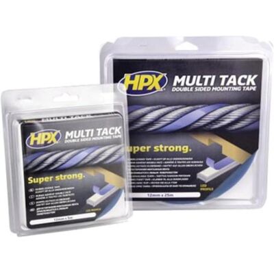 HPX, Kabelbinder, Doppelseitiges Multi-tack Klebeband - halbtransparent - 12 mm x 5 m (Klettkabelbinder, 1 Stk.) HPX, Kabelbinder, Doppelseitiges Multi-tack Klebeband - halbtransparent - 12 mm x 5 m (Klettkabelbinder, 1 Stk.)