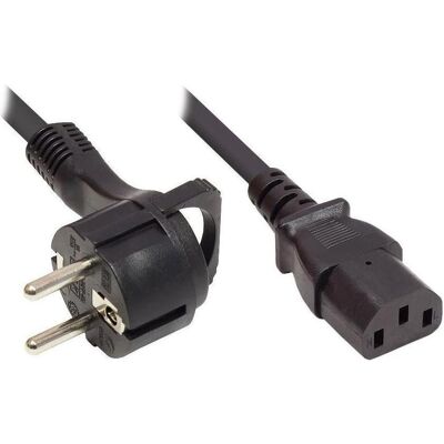 Varia, Verlängerungskabel, Netzkabel Schutzkontakt-Flachstecker Typ E+F (gewinkelt) an C13 (gerade), schwarz, 1,00 mm², 2,5 m (2.50 m, CEE 7/7) Varia, Verlängerungskabel, Netzkabel Schutzkontakt-Flachstecker Typ E+F (gewinkelt) an C13 (gerade), schwarz, 1,00 mm², 2,5 m (2.50 m, CEE 7/7)