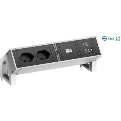 Bachmann, Steckdosenleiste, DESK2 2xP40 1xUSB A&C 22W (2x, CEE 7/3, CEE 7/5) Bachmann, Steckdosenleiste, DESK2 2xP40 1xUSB A&C 22W (2x, CEE 7/3, CEE 7/5)