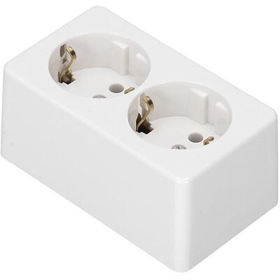 Martin-Kaiser, Steckdose, AP Steckdose 2-fach kalkweiss 715/kws Martin-Kaiser, Steckdose, AP Steckdose 2-fach kalkweiss 715/kws