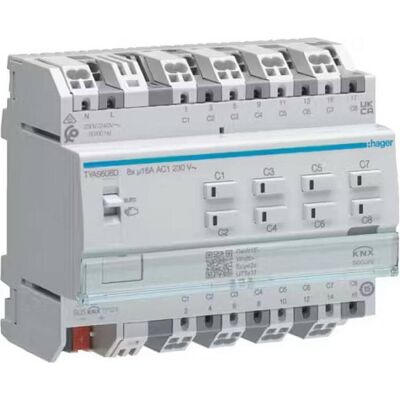 Hager TYAS608D - KNX Secure 16A Schalt-/Jalousieaktor Hager TYAS608D - KNX Secure 16A Schalt-/Jalousieaktor