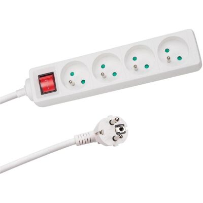 Velleman Velleman 4-Wege-Steckdose mit Schalter - 1,5 m Kabel - Weiß - Französische Steckdose Velleman Velleman 4-Wege-Steckdose mit Schalter - 1,5 m Kabel - Weiß - Französische Steckdose