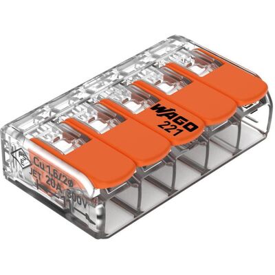 Wago, Kabelverbindung, COMPACT-Verbindungsklemme mit Hebel 5-Leiter, 4mm², 10 Stück, 221-415 Wago, Kabelverbindung, COMPACT-Verbindungsklemme mit Hebel 5-Leiter, 4mm², 10 Stück, 221-415