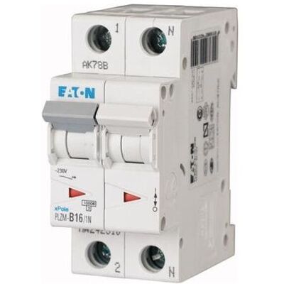 Eaton, Schutzschalter, Sicherungsautomat, 2-polig, 16A, B-Charakteristik, 10 kA, 230 V, Breite 2 Module Eaton, Schutzschalter, Sicherungsautomat, 2-polig, 16A, B-Charakteristik, 10 kA, 230 V, Breite 2 Module