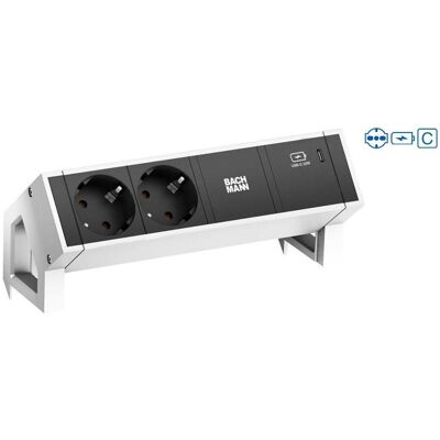 Bachmann, Steckdosenleiste, DESK2 2xP40 1xUSB C 30W 1xCM 0,2m GST18 RAL9010 (2x, CEE 7/16, CEE 7/3, Typ 13, Typ 23) Bachmann, Steckdosenleiste, DESK2 2xP40 1xUSB C 30W 1xCM 0,2m GST18 RAL9010 (2x, CEE 7/16, CEE 7/3, Typ 13, Typ 23)