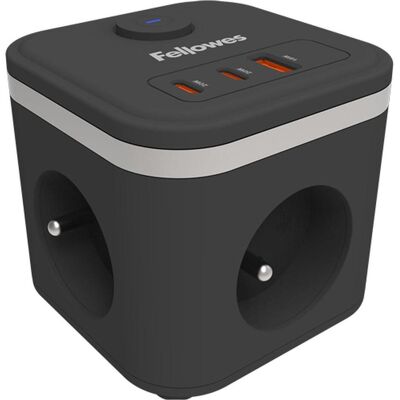 Fellowes Steckdosenleiste, Power Cube Type E (FR BE PL)-Black (3x, CEE 7/3) Fellowes Steckdosenleiste, Power Cube Type E (FR BE PL)-Black (3x, CEE 7/3)