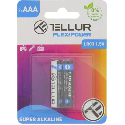 Tellur Flexi Power battery, Super Alkaline, AAA LR03, 1.5V, 2 pcs/set (2 Stk., AAA), Batterien + Akkus Tellur Flexi Power battery, Super Alkaline, AAA LR03, 1.5V, 2 pcs/set (2 Stk., AAA), Batterien + Akkus