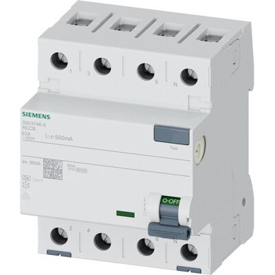 Siemens 5SV - Differentialschalter Klasse A 4-polig 63A 500mA - Fehlerstromschutzschalter Siemens 5SV - Differentialschalter Klasse A 4-polig 63A 500mA - Fehlerstromschutzschalter