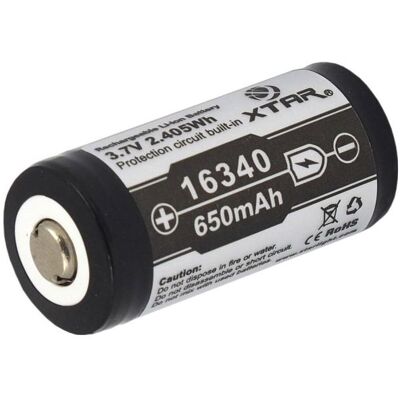 Xtar 16340 650mAh Akku mit Schutz (1 Stk., 16340, 650 mAh), Batterien + Akkus Xtar 16340 650mAh Akku mit Schutz (1 Stk., 16340, 650 mAh), Batterien + Akkus