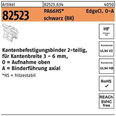 HellermannTyton, Kabelbinder, Befestigungsbinder R 82523 m.Edgeclip 4,6 x 200/45 PA66HS schwarz oben-axial (200 mm, 500 Stk.) HellermannTyton, Kabelbinder, Befestigungsbinder R 82523 m.Edgeclip 4,6 x 200/45 PA66HS schwarz oben-axial (200 mm, 500 Stk.)