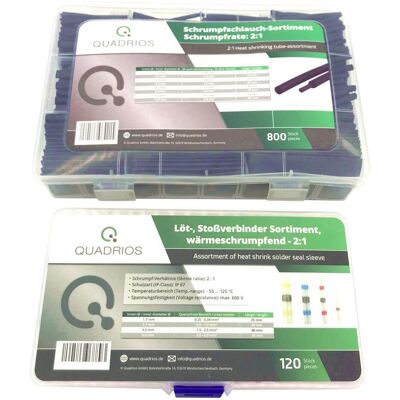 Quadrios, Kabelverbindung, Stossverbinder Kombi Set Lötverbinder und Schrumpfschläuche 920 Teile Quadrios, Kabelverbindung, Stossverbinder Kombi Set Lötverbinder und Schrumpfschläuche 920 Teile