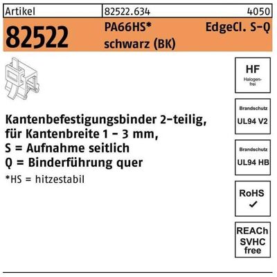 HellermannTyton, Kabelbinder, Befestigungsbinder R 82522 m.Edgeclip 4,6 x 200/45 PA66HS schwarz seitlich-quer (200 mm, 500 Stk.) HellermannTyton, Kabelbinder, Befestigungsbinder R 82522 m.Edgeclip 4,6 x 200/45 PA66HS schwarz seitlich-quer (200 mm, 500 Stk.)