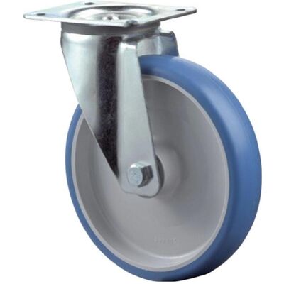 BS Rollen, Möbelrollen, Lenkrolle Rad-Ø 80 mm Tragfähigkeit 125 kg Polyurethan Platte L104xB80 mm Farbe Rolle blau BS Rollen, Möbelrollen, Lenkrolle Rad-Ø 80 mm Tragfähigkeit 125 kg Polyurethan Platte L104xB80 mm Farbe Rolle blau