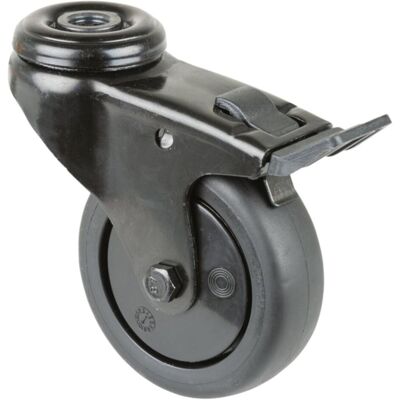 BS Rollen, Möbelrollen, Lenkrolle mit Feststeller Rad-Ø 50 mm Tragfähigkeit 50 kg mit Totalfeststeller Gummi schwarz BS Rollen, Möbelrollen, Lenkrolle mit Feststeller Rad-Ø 50 mm Tragfähigkeit 50 kg mit Totalfeststeller Gummi schwarz