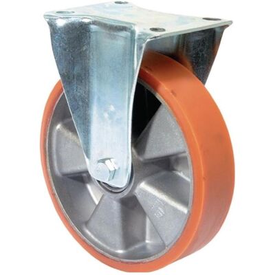 BS Rollen, Möbelrollen, Bockrolle 150 mm 550 kg Guss-Polyurethanbandage 138 x 110 mm Aluminium BS Rollen, Möbelrollen, Bockrolle 150 mm 550 kg Guss-Polyurethanbandage 138 x 110 mm Aluminium