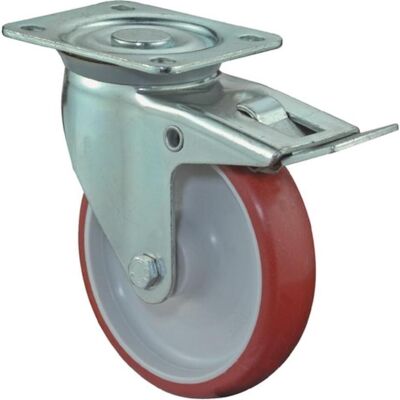 BS Rollen, Möbelrollen, Lenkrolle Rad-Ø 150 mm Tragfähigkeit 240 kg mit Totalfeststeller Polyurethan 135x110mm rot BS Rollen, Möbelrollen, Lenkrolle Rad-Ø 150 mm Tragfähigkeit 240 kg mit Totalfeststeller Polyurethan 135x110mm rot