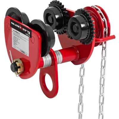 Steinberg Transportwagen, Rollfahrwerk Krankatze Laufkatze Handfahrwerk 1.000 kg 77-133 mm mit Kette Steinberg Transportwagen, Rollfahrwerk Krankatze Laufkatze Handfahrwerk 1.000 kg 77-133 mm mit Kette