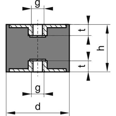 Magni, Türstopper, Gummi-Metall-Puffer zylindrisch Typ C D60xH40mm M10 NR57 Magni, Türstopper, Gummi-Metall-Puffer zylindrisch Typ C D60xH40mm M10 NR57