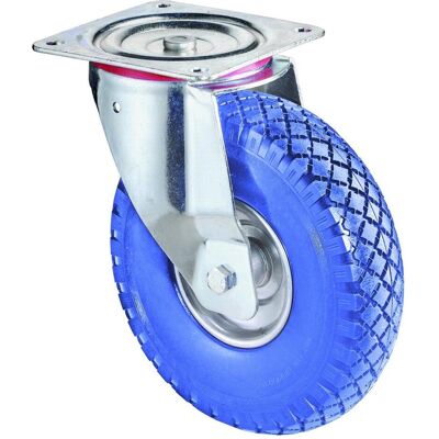 BS Rollen, Möbelrollen, Lenkrolle Rad-Ø 260 mm Tragfähigkeit 160 kg mit Anschraubplatte Radkörper Stahl Polyurethan blau BS Rollen, Möbelrollen, Lenkrolle Rad-Ø 260 mm Tragfähigkeit 160 kg mit Anschraubplatte Radkörper Stahl Polyurethan blau