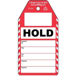 Brady, Sicherheitskennzeichnung, PROC-GB-PT 011-50, Hold - Anhänger, Polypropylene, Schwarz auf Rot & Weiss, 150 x 80 mm, Besc Brady, Sicherheitskennzeichnung, PROC-GB-PT 011-50, Hold - Anhänger, Polypropylene, Schwarz auf Rot & Weiss, 150 x 80 mm, Besc