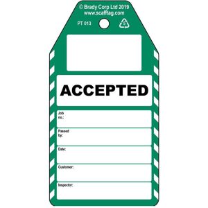 Brady, Sicherheitskennzeichnung, PROC-GB-PT 013-50, Akzeptiert - Anhänger, Polypropylene, Schwarz auf Grün & Weiss, 150 x 80 m Brady, Sicherheitskennzeichnung, PROC-GB-PT 013-50, Akzeptiert - Anhänger, Polypropylene, Schwarz auf Grün & Weiss, 150 x 80 m