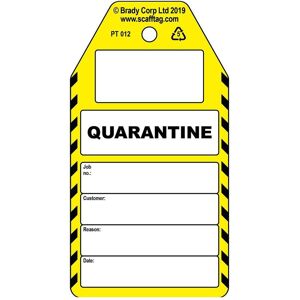 Brady, Sicherheitskennzeichnung, PROC-GB-PT 012-50, Quarantäne - Anhänger, Polypropylene, Schwarz auf Gelb & Weiss, 150 x 80 m Brady, Sicherheitskennzeichnung, PROC-GB-PT 012-50, Quarantäne - Anhänger, Polypropylene, Schwarz auf Gelb & Weiss, 150 x 80 m